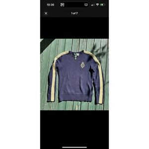 Ralph Lauren Active Women's Size Xsmall Gold Sweater Pullover Embroidered Navy